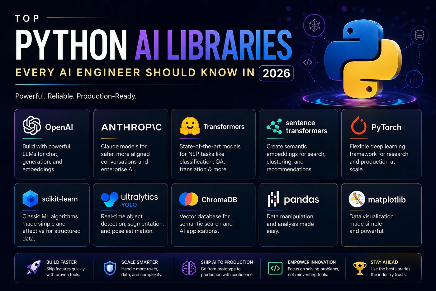 Python libraries and software used in AI workflows